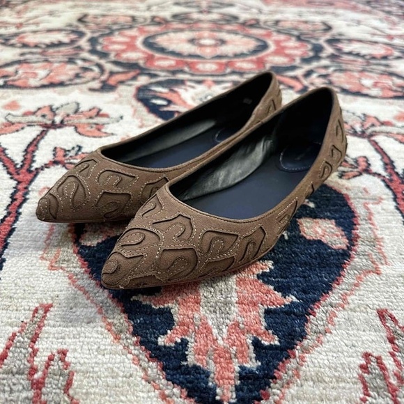 Rebecca Taylor Pointed Toe Embroidered Italian Leather Flats Size 8M - Picture 12 of 16